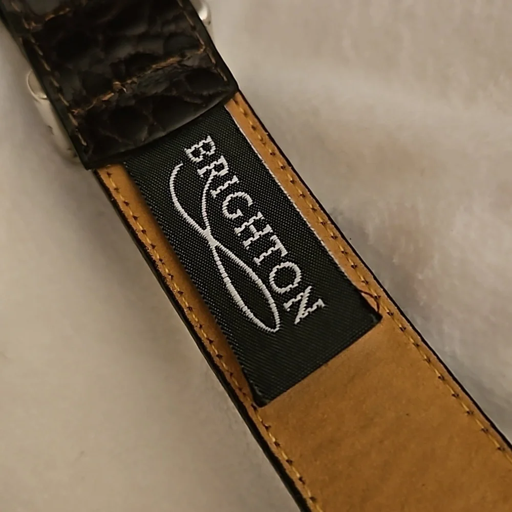 VTG BRIGHTON 1990s Dark Brown Crocodile Belt Medium
